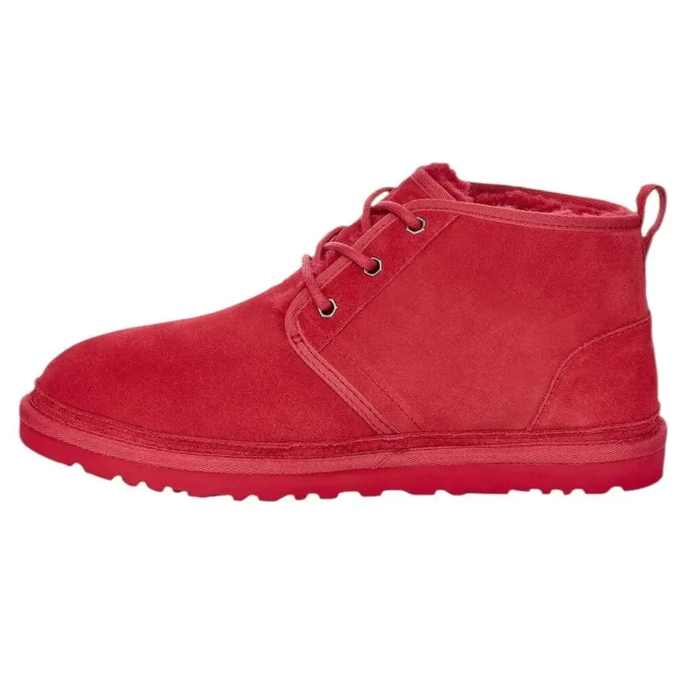 UGG Neumel Samba Red‎ Suede Wool Lined Lace Up Ankle Boots Men’s Size 10 NEW